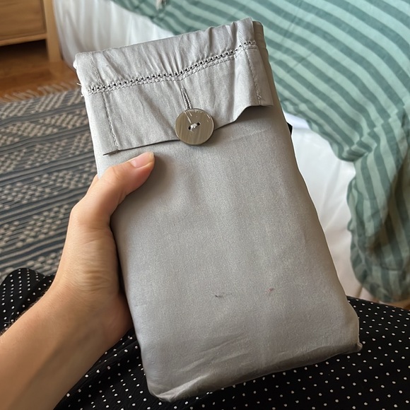 Cal King Size Gray 100% Cotton Hemstitch Framed Bedskirt NWT - Picture 2 of 4